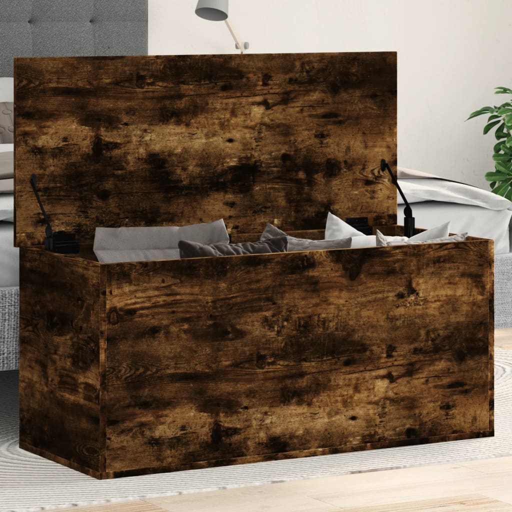 Chest Smoked Oak 100x42x46 cm Wood Material