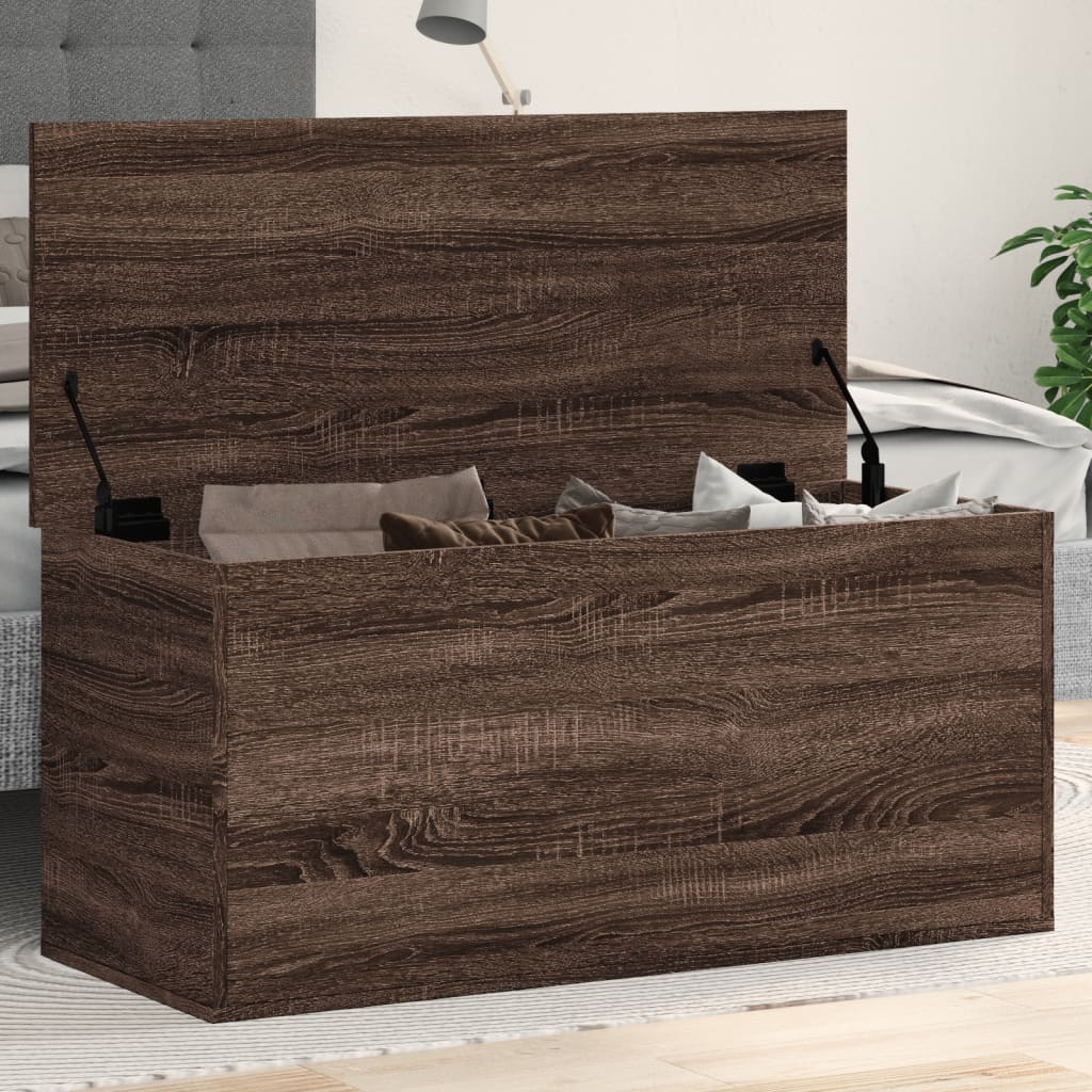 Chest Brown Oak Look 100x42x46 cm Wood Material