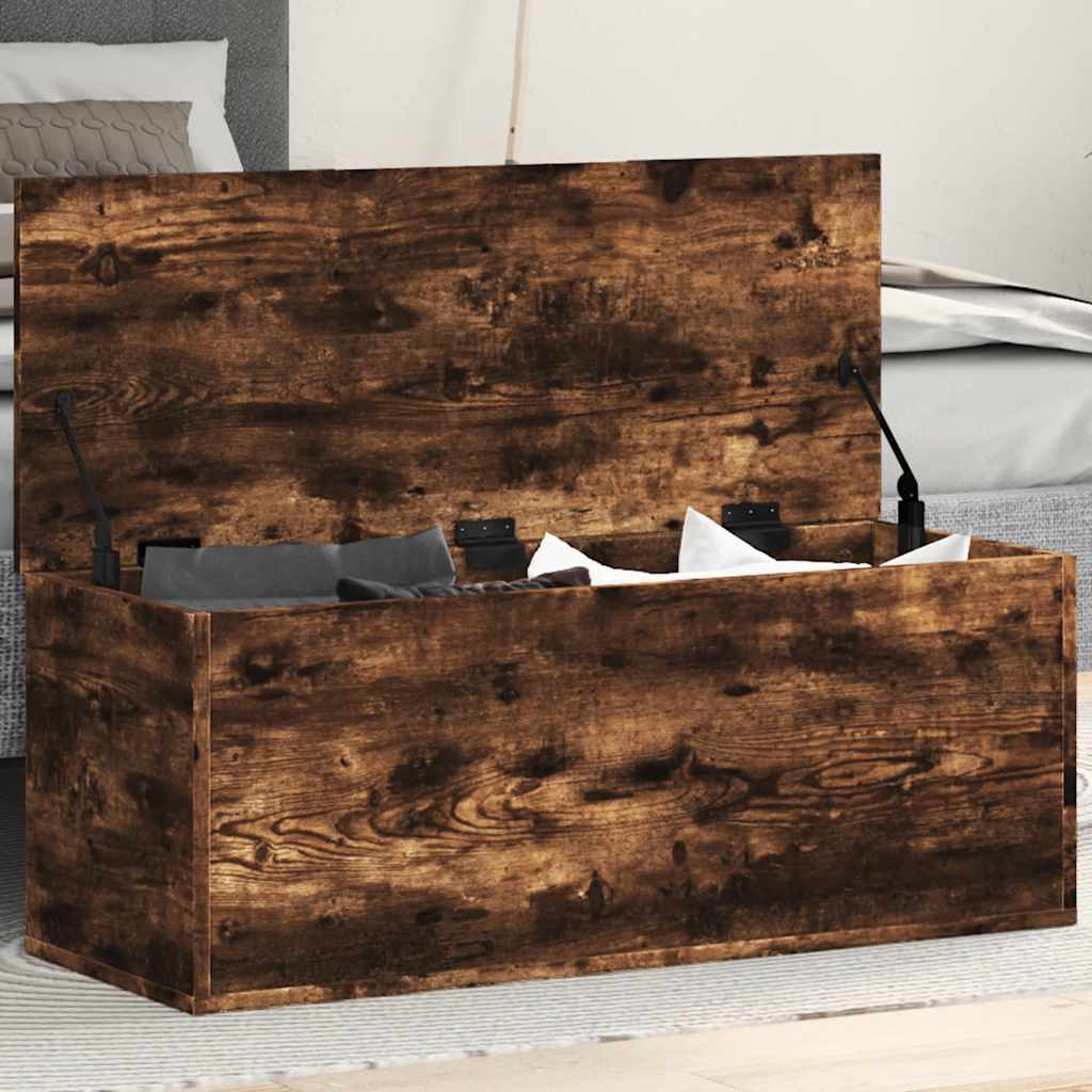 Chest Smoked Oak 90x35x35 cm Wood Material