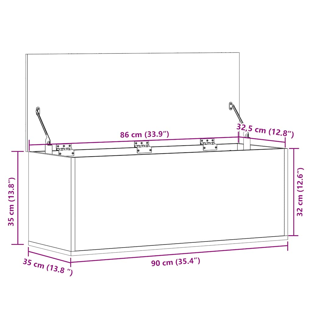 Truhe Braun Eichen-Optik 90x35x35 cm Holzwerkstoff