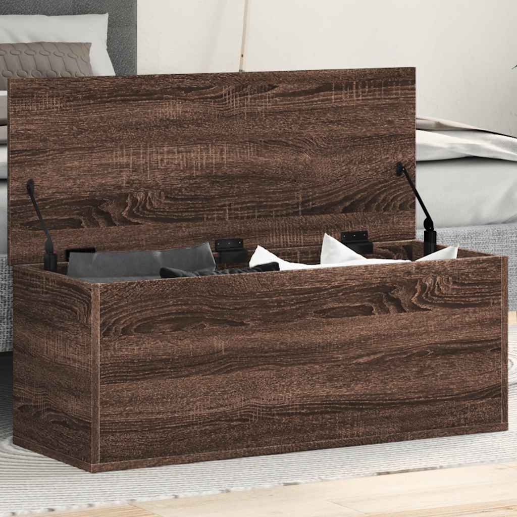 Chest Brown Oak Look 90x35x35 cm Wood Material