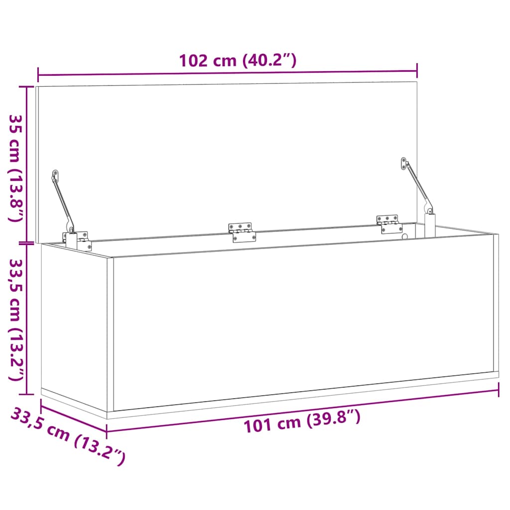 Chest White 102x35x35 cm Wood Material