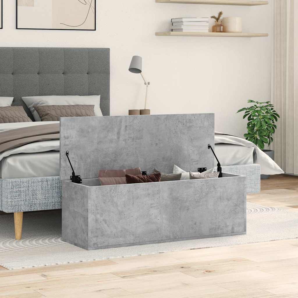 Chest Concrete Grey 102x35x35 cm Wood Material