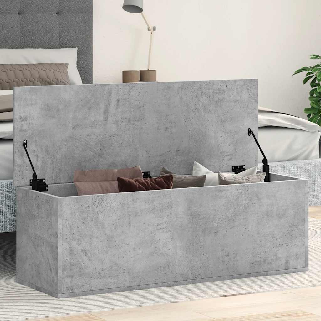 Chest Concrete Grey 102x35x35 cm Wood Material