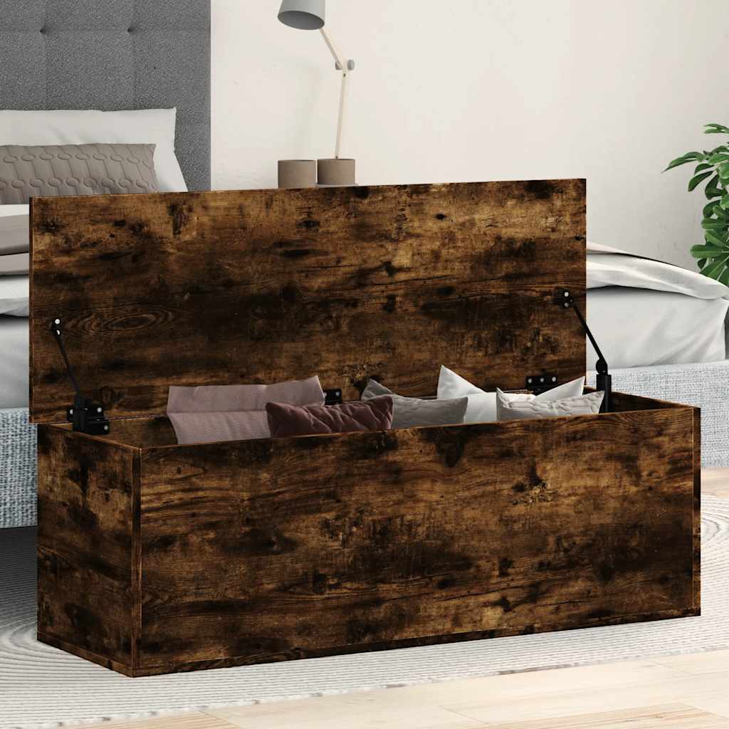 Chest Smoked Oak 102x35x35 cm Wood Material