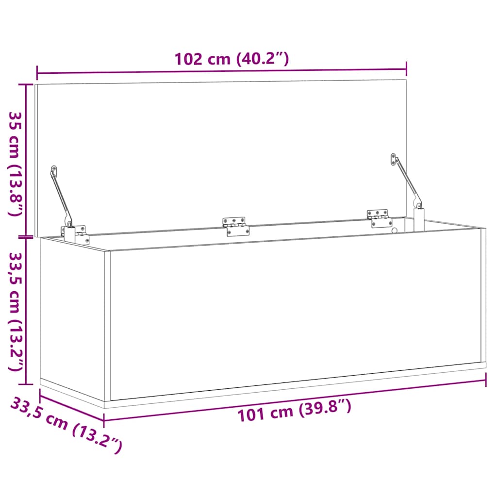 Truhe Grau Sonoma 102x35x35 cm Holzwerkstoff