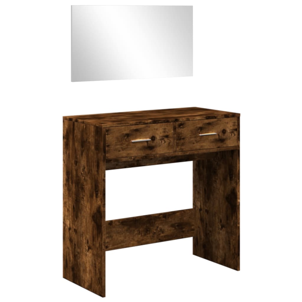 Dressing table with mirror smoked oak 80x39x80 cm