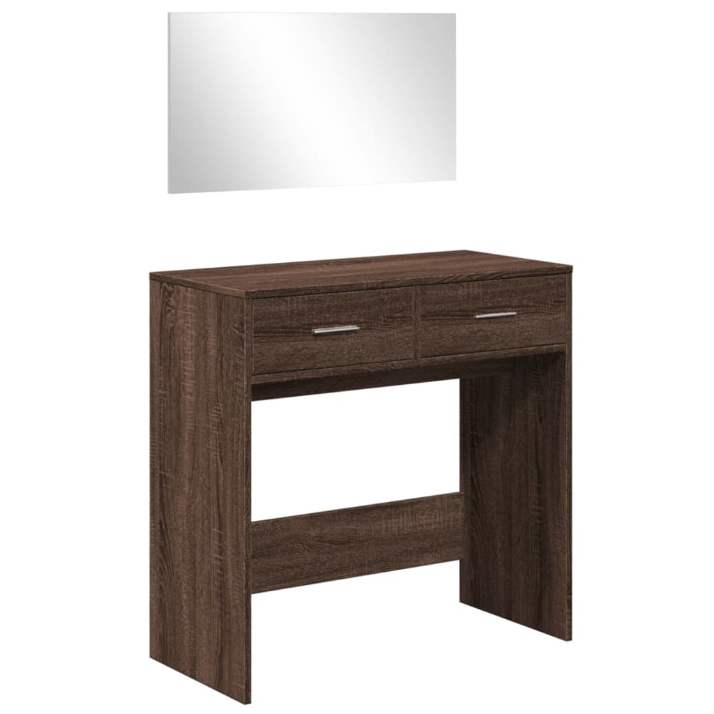 Dressing Table with Mirror Brown Oak Look 80x39x80 cm