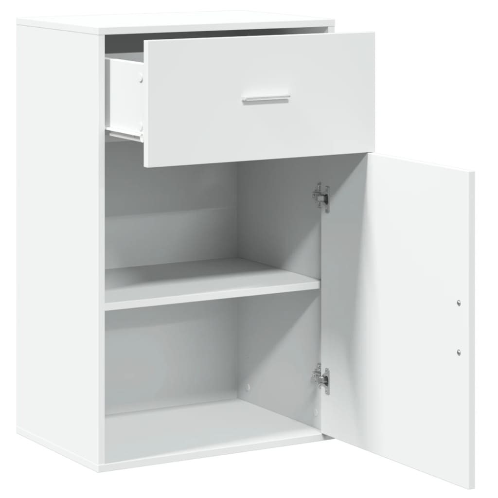 Side Cabinet White 56.5x39x90 cm Wood Material