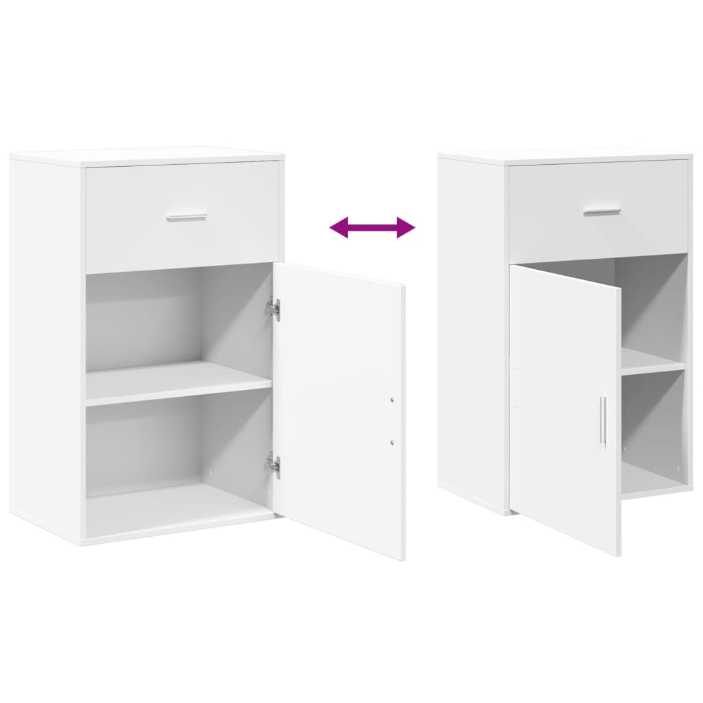 Side Cabinet White 56.5x39x90 cm Wood Material