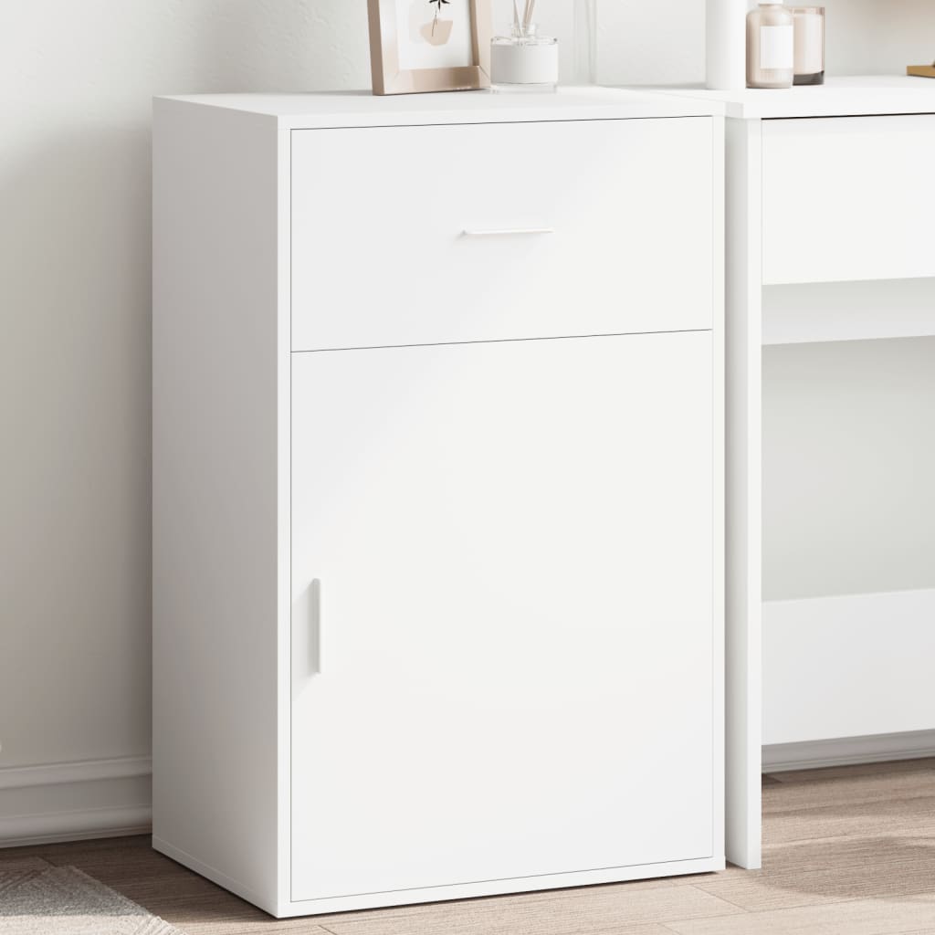 Side Cabinet White 56.5x39x90 cm Wood Material