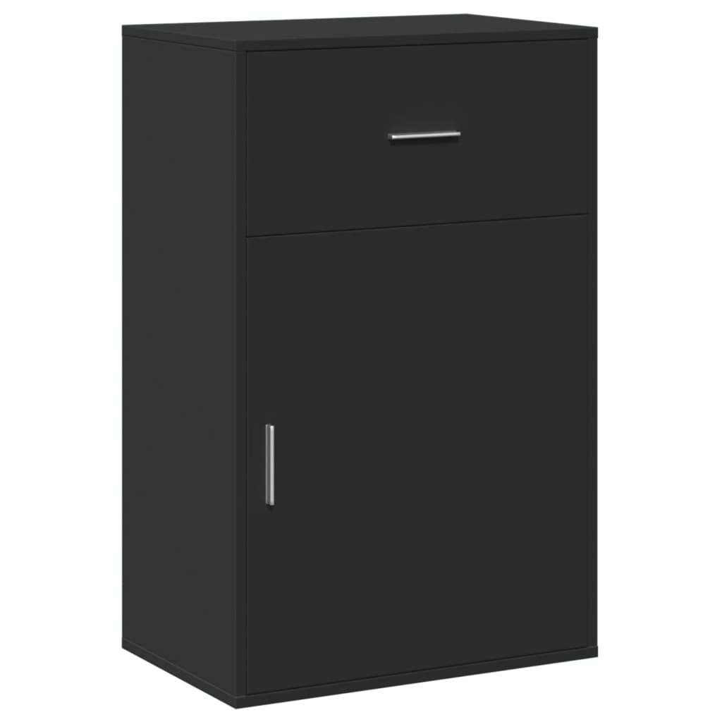 Side Cabinet Black 56.5x39x90 cm Wood Material