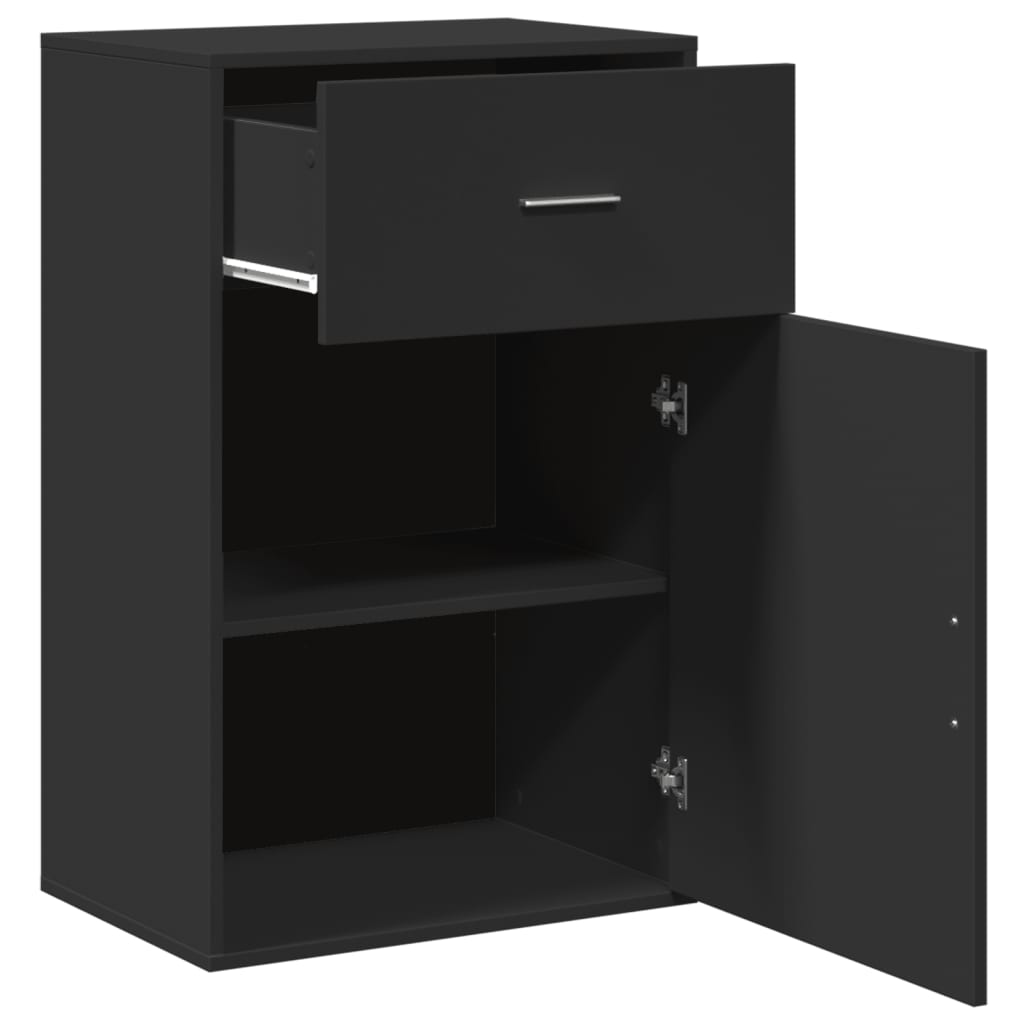 Side Cabinet Black 56.5x39x90 cm Wood Material