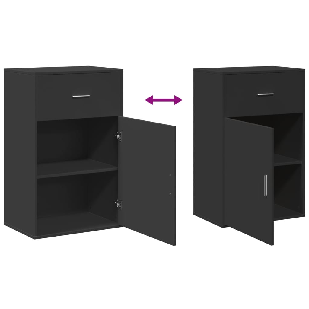 Side Cabinet Black 56.5x39x90 cm Wood Material