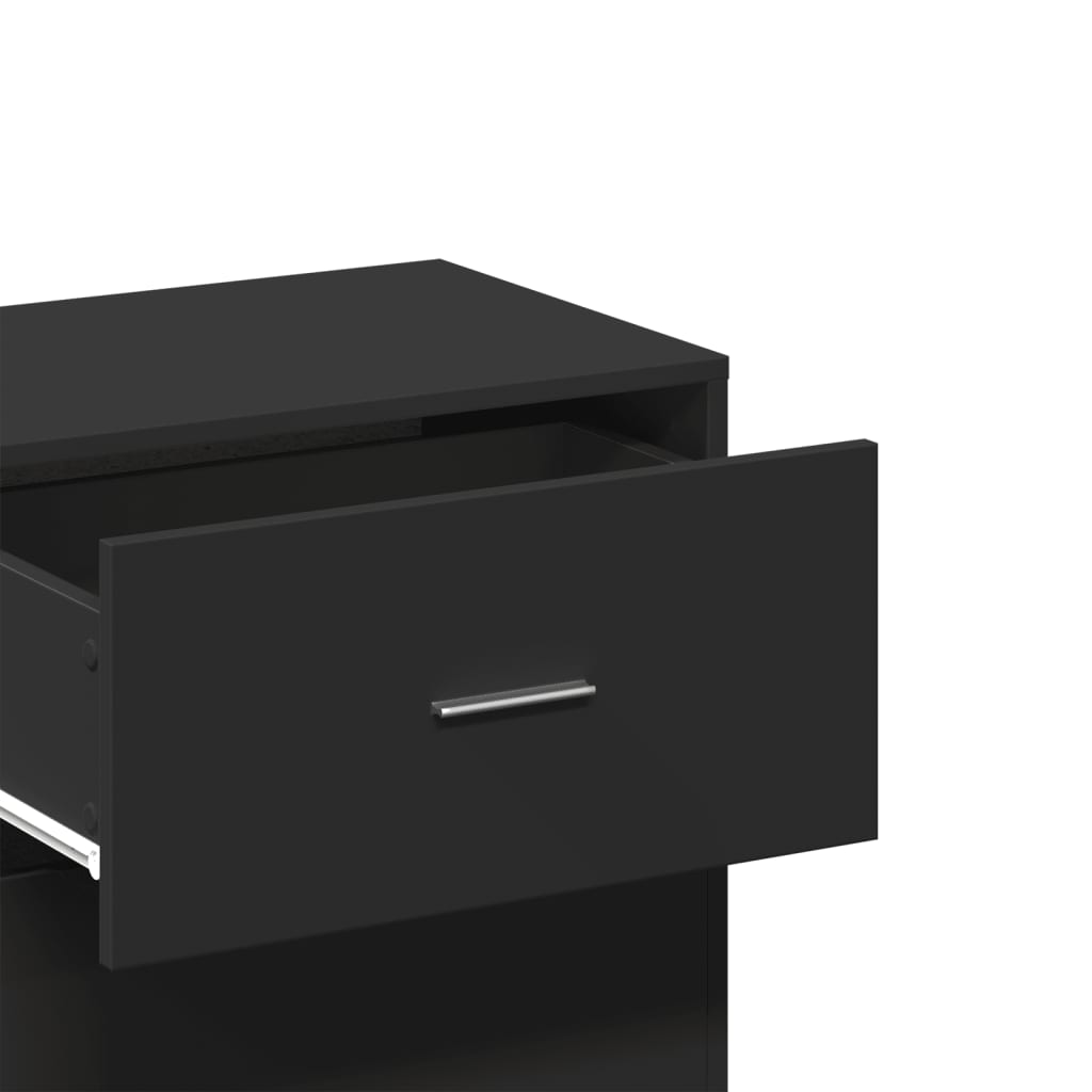 Side Cabinet Black 56.5x39x90 cm Wood Material