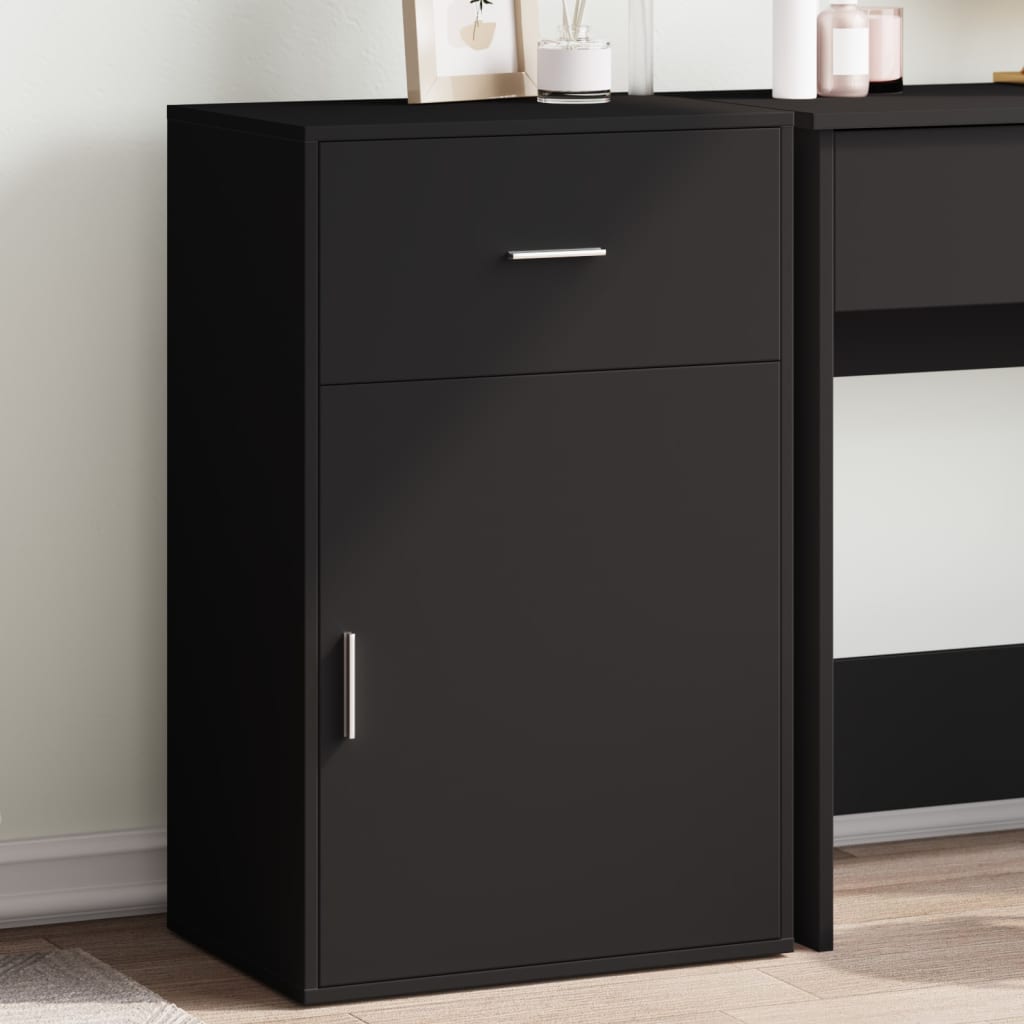 Side Cabinet Black 56.5x39x90 cm Wood Material