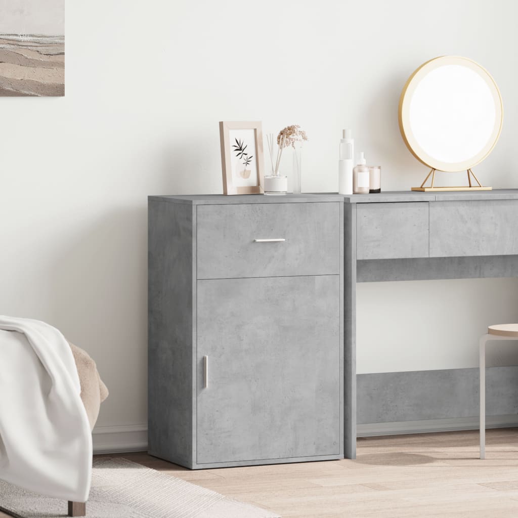 Side Cabinet Concrete Grey 56.5x39x90 cm Wood Material