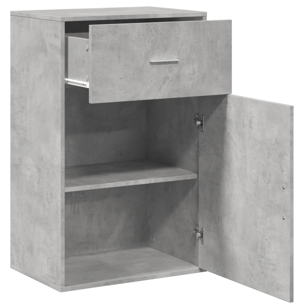 Side Cabinet Concrete Grey 56.5x39x90 cm Wood Material