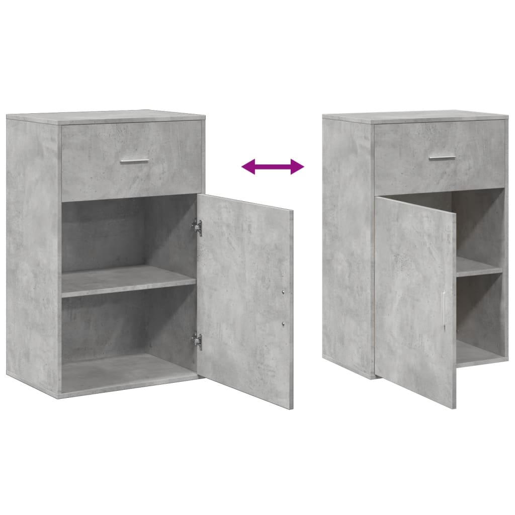 Side Cabinet Concrete Grey 56.5x39x90 cm Wood Material