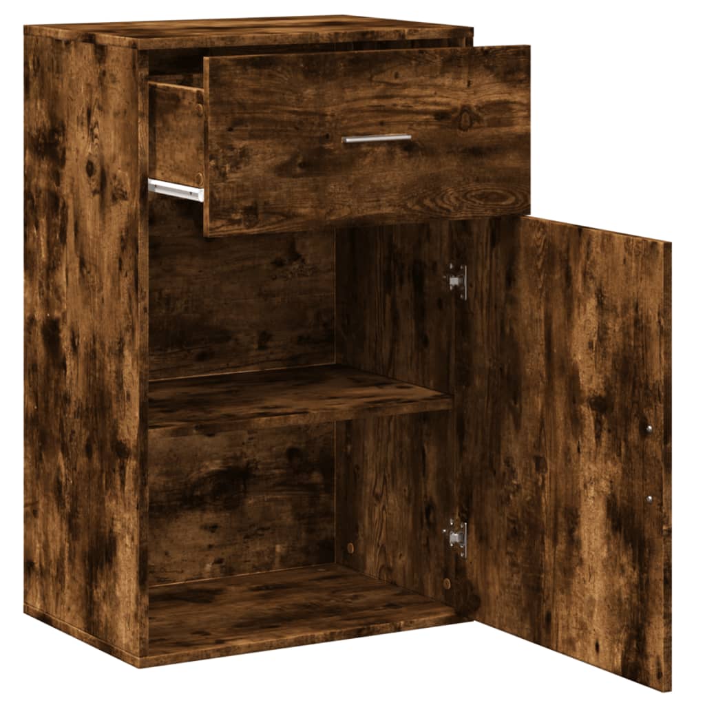 Side Cabinet Smoked Oak 56.5x39x90 cm Wood Material