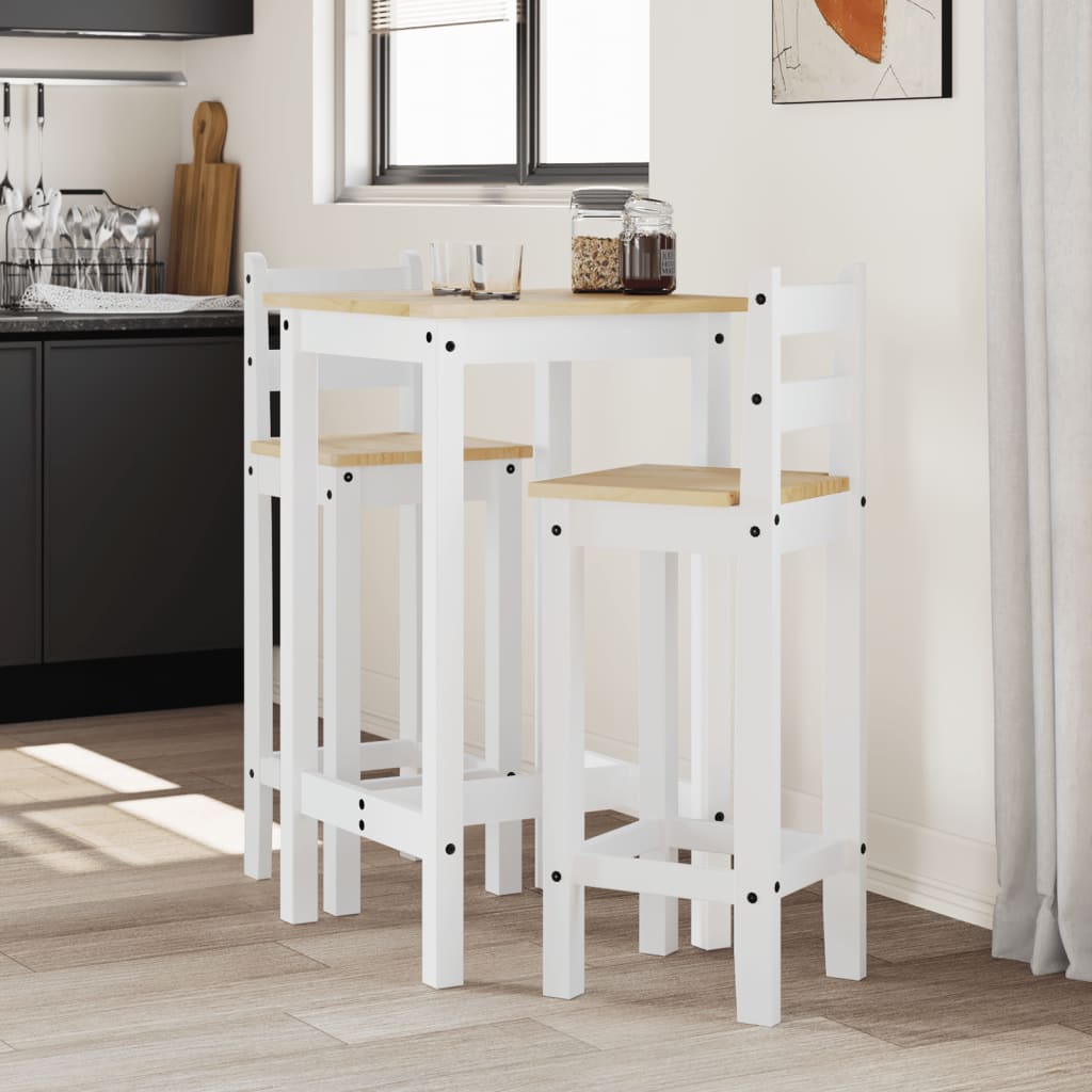 3-piece bar set white solid pine