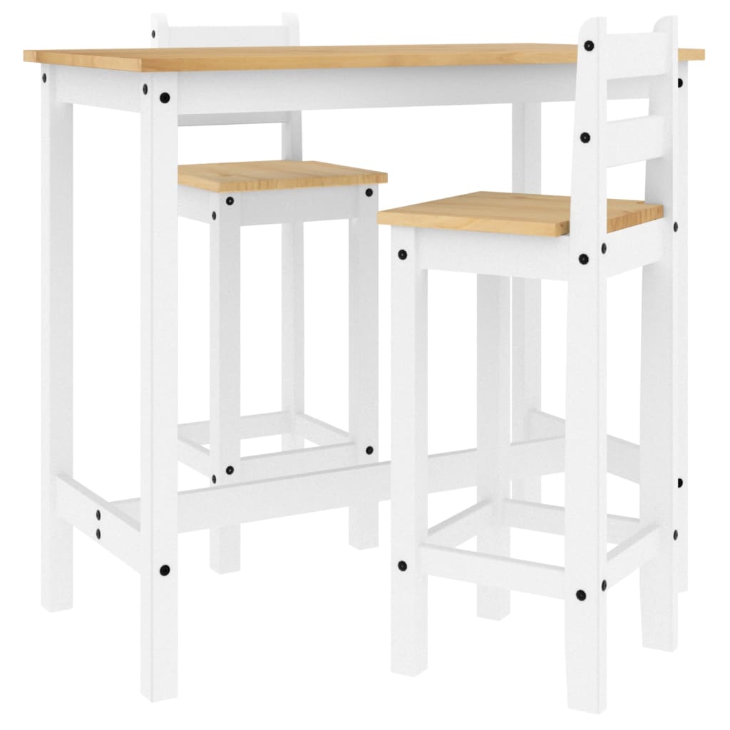 3-piece bar set white solid pine