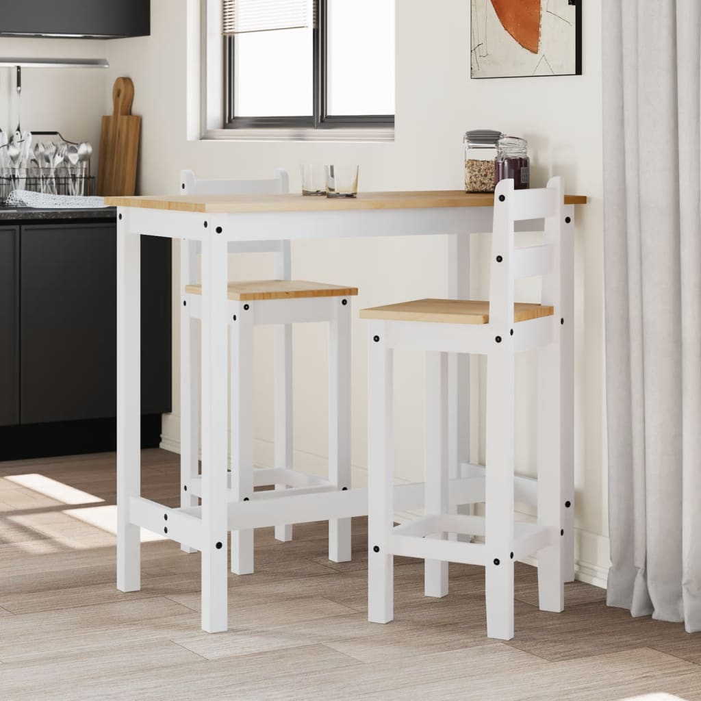 3-piece bar set white solid pine