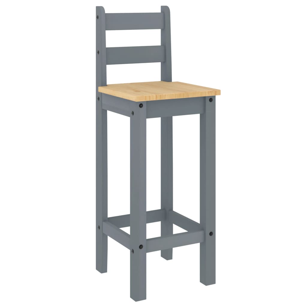 Bar Stools 2 pcs. Gray Solid Pine Wood