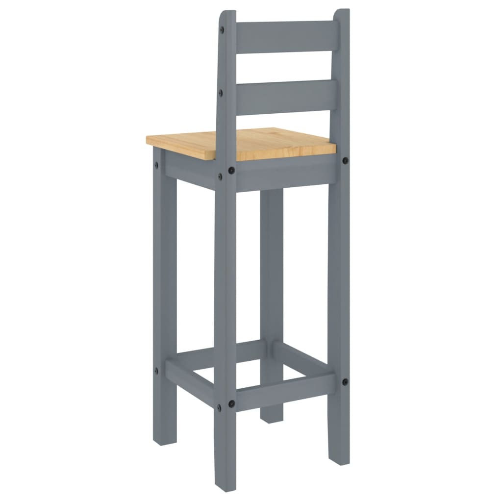 Bar Stools 2 pcs. Gray Solid Pine Wood