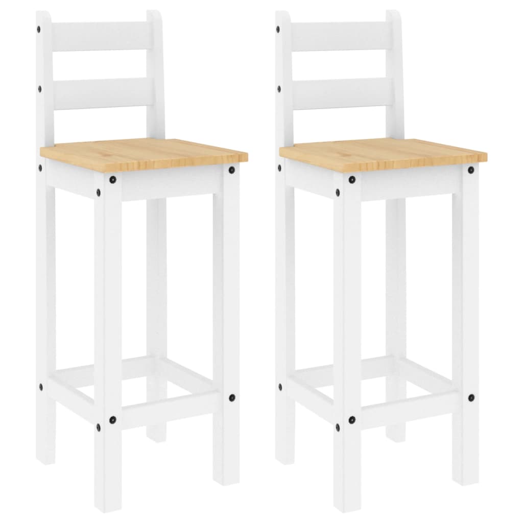 Bar stools 2 pcs. White solid pine wood