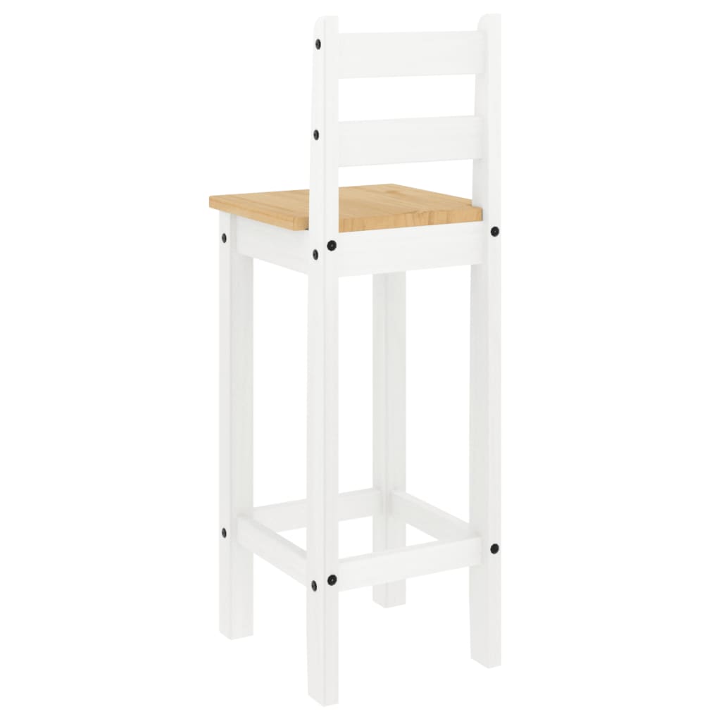 Bar stools 2 pcs. White solid pine wood