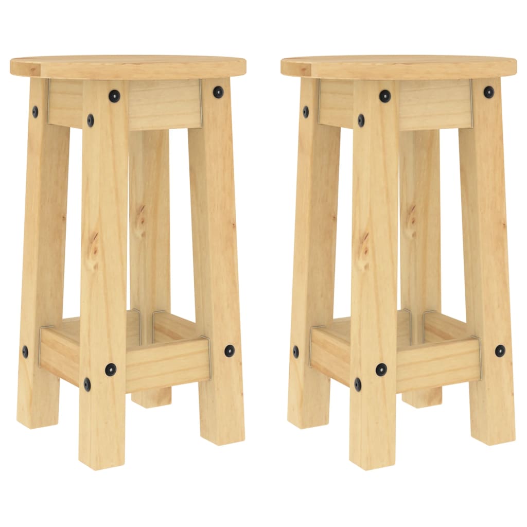 Bar stools 2 pieces solid pine