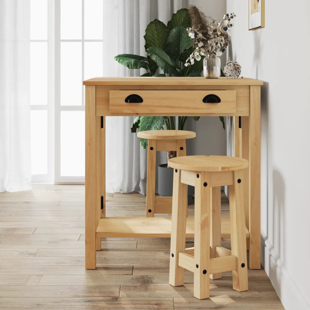 Bar stools 2 pieces solid pine