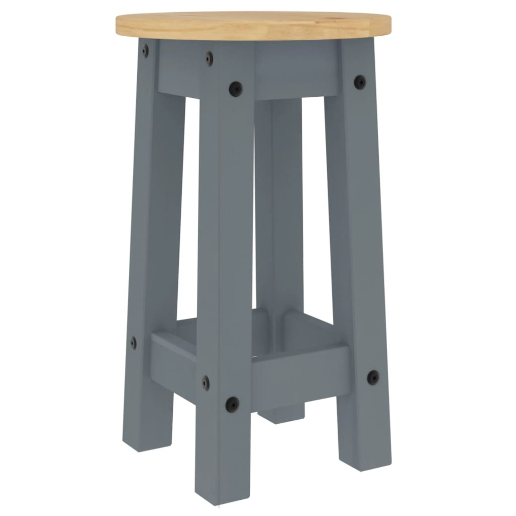 Bar Stools 2 pcs. Gray Solid Pine