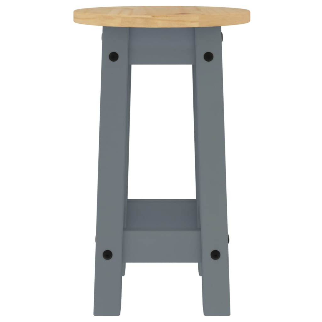 Bar Stools 2 pcs. Gray Solid Pine