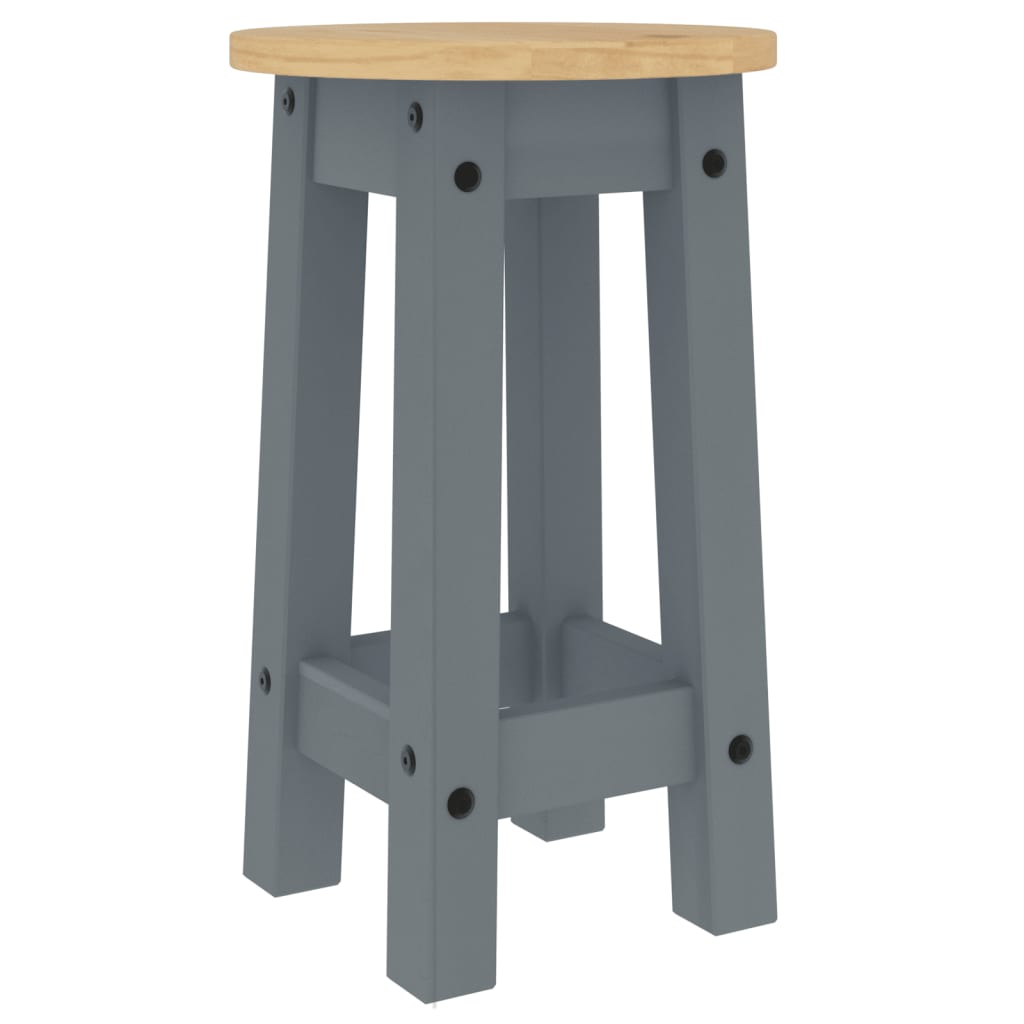 Bar Stools 2 pcs. Gray Solid Pine