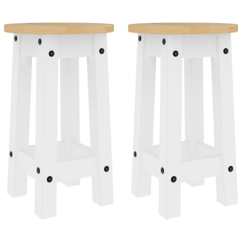 Bar Stools 2 pcs. White Solid Pine