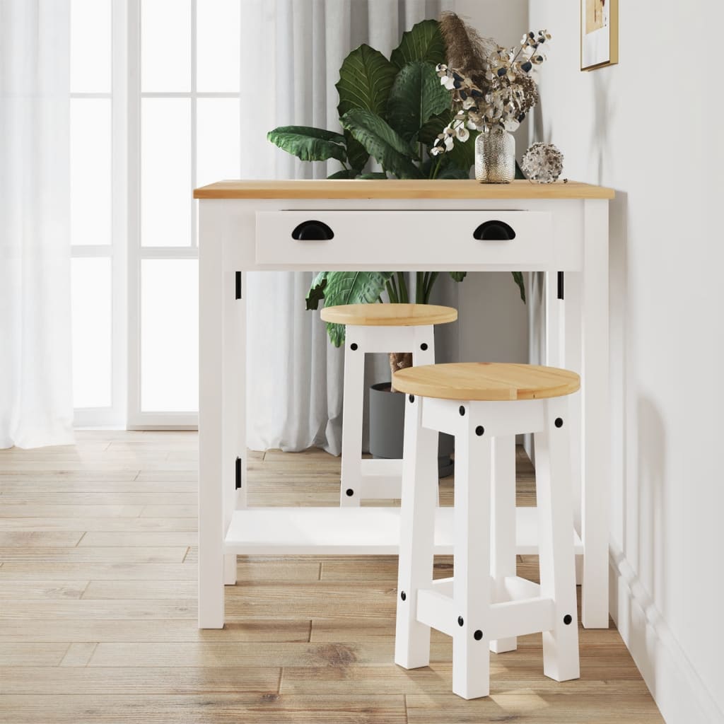 Bar Stools 2 pcs. White Solid Pine