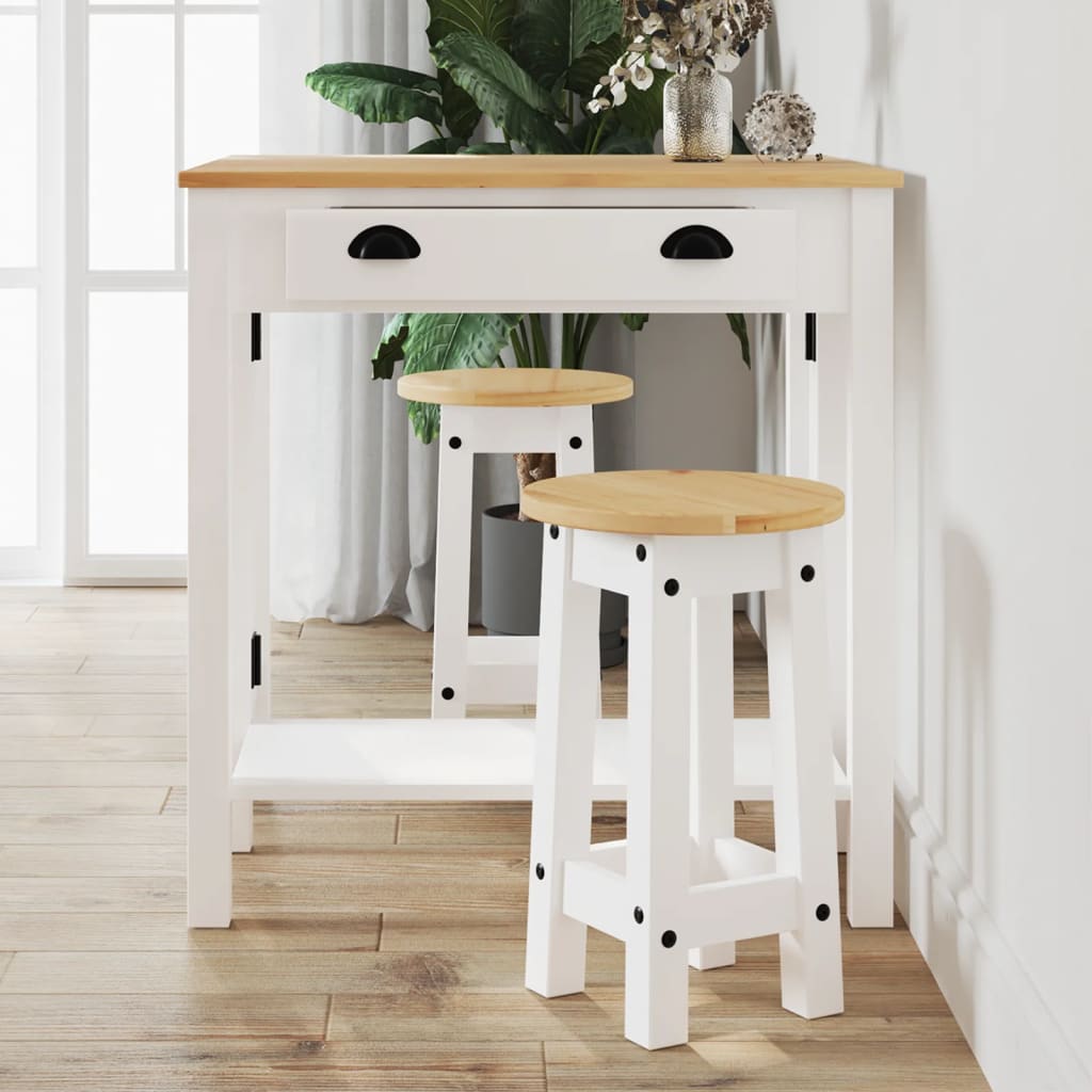 Bar Stools 2 pcs. White Solid Pine