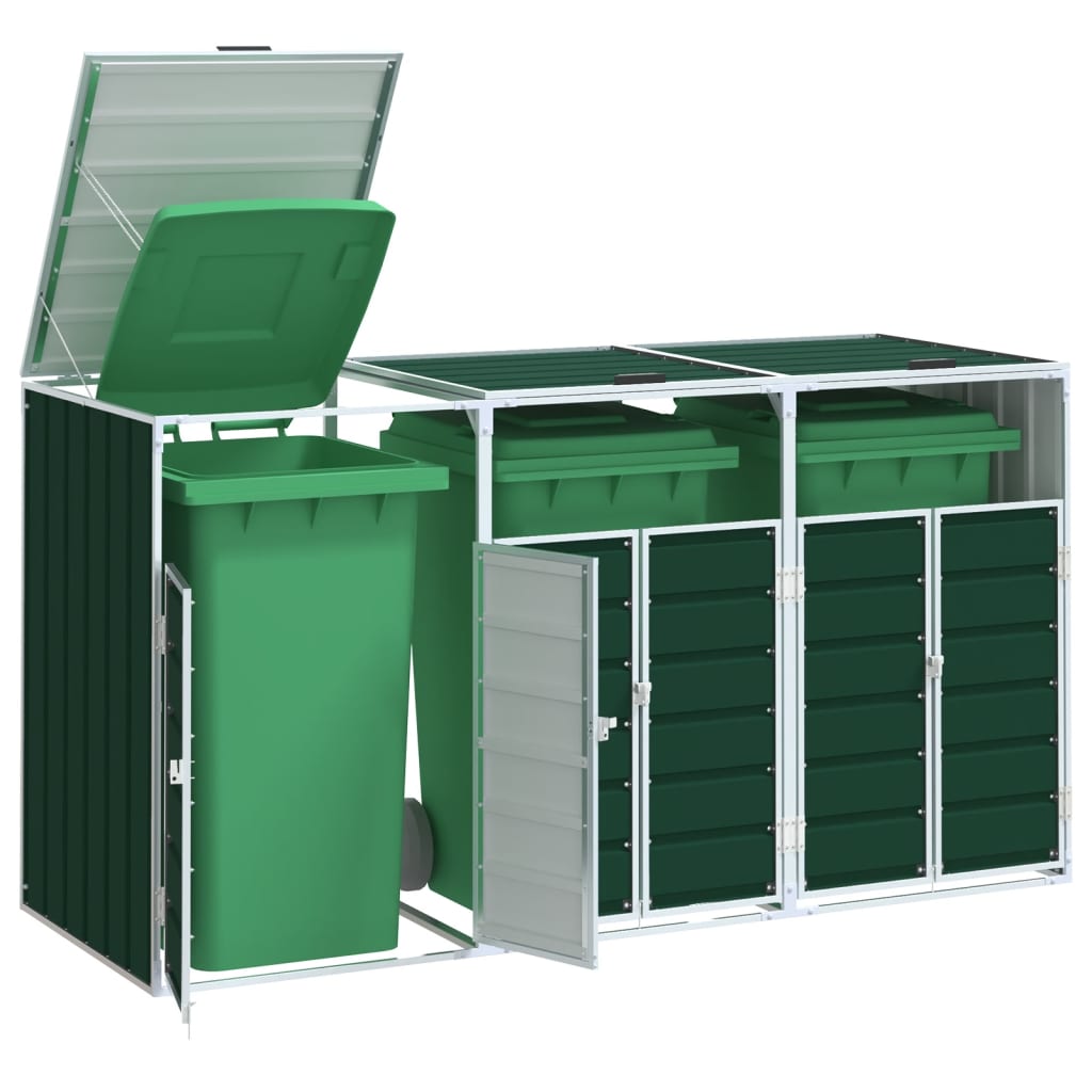 Garbage can box for 3 tons Green 216x81x115 cm Steel