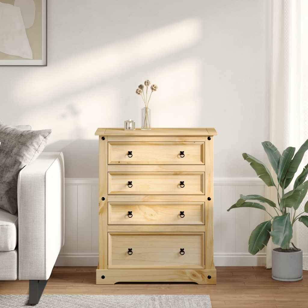 Chest of drawers Corona 92x48x120 cm solid pine wood