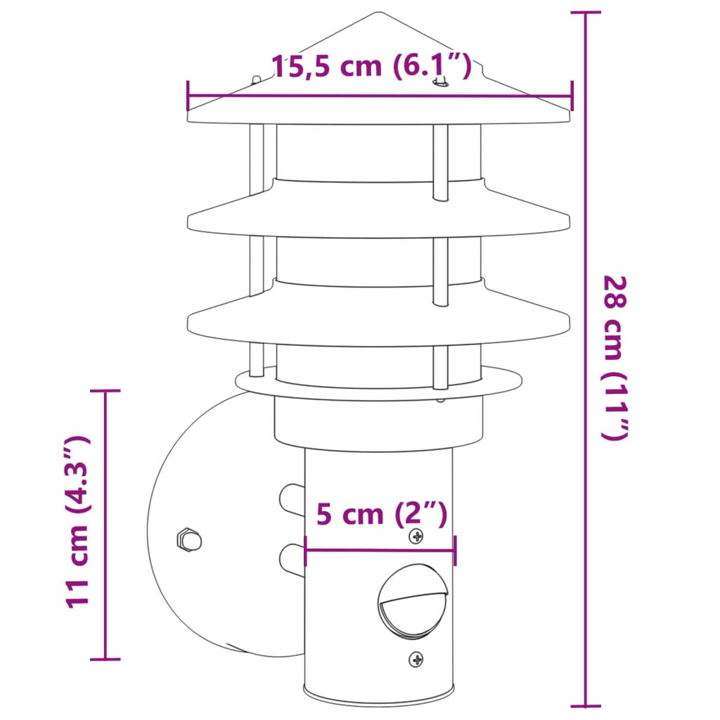 Outdoor Wall Light with Motion Detector Silver Stainless Steel