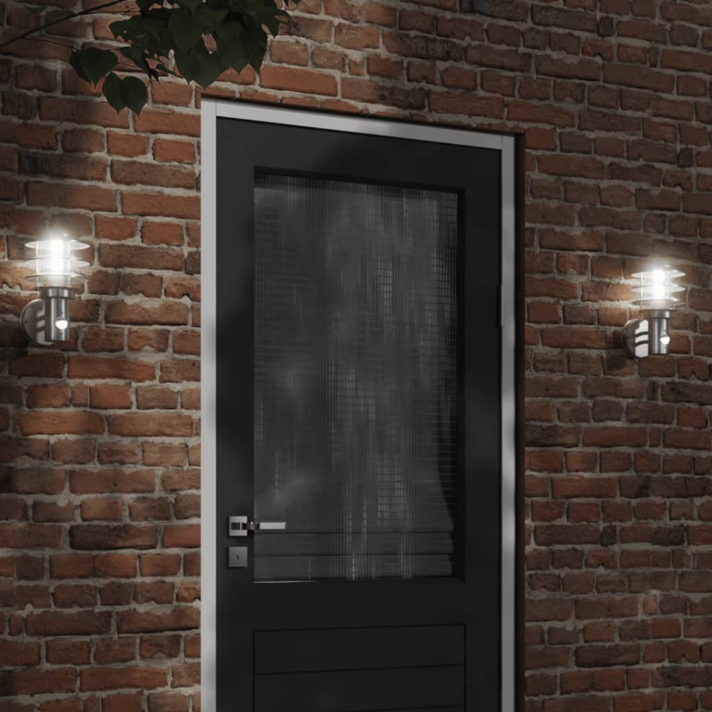 Outdoor Wall Light with Motion Detector Silver Stainless Steel