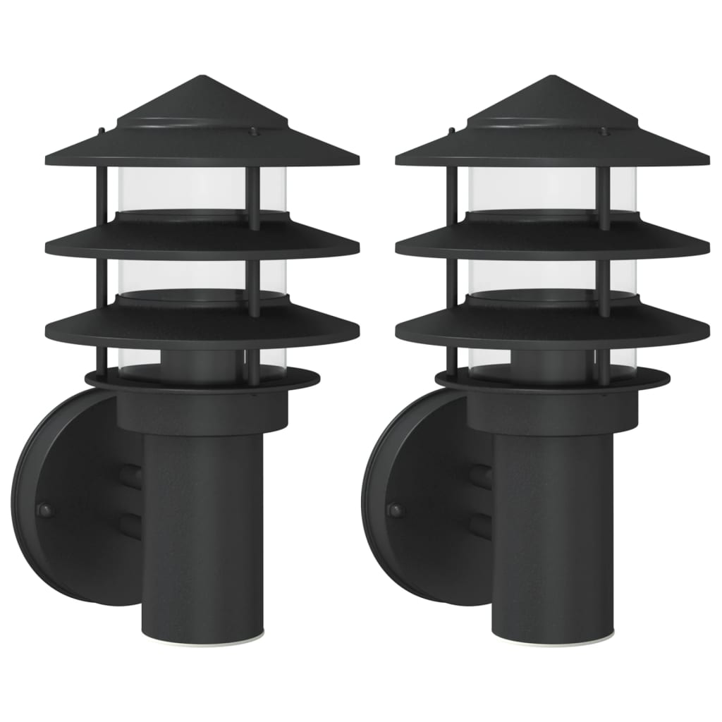 Outdoor Wall Lights 2 pcs. Black Stainless Steel