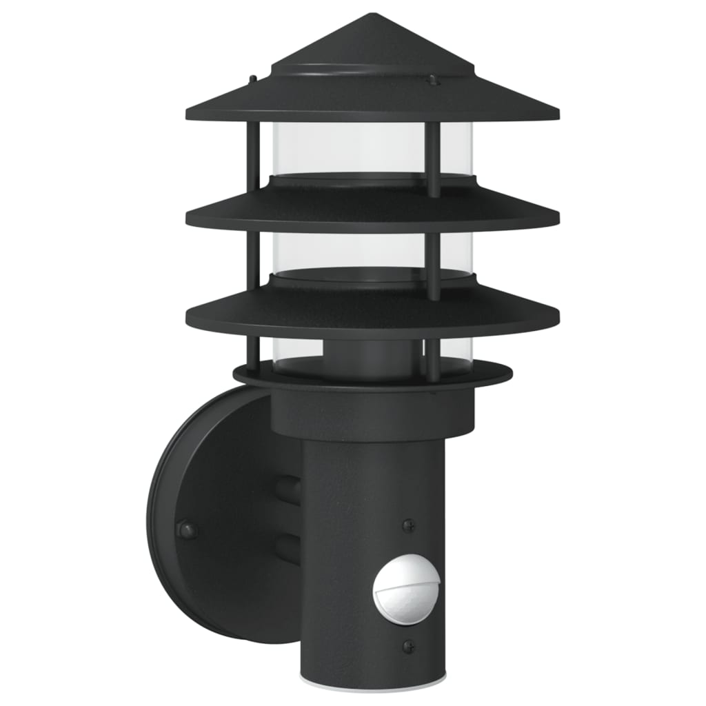 Outdoor Wall Light with Motion Detector Black Stainless Steel