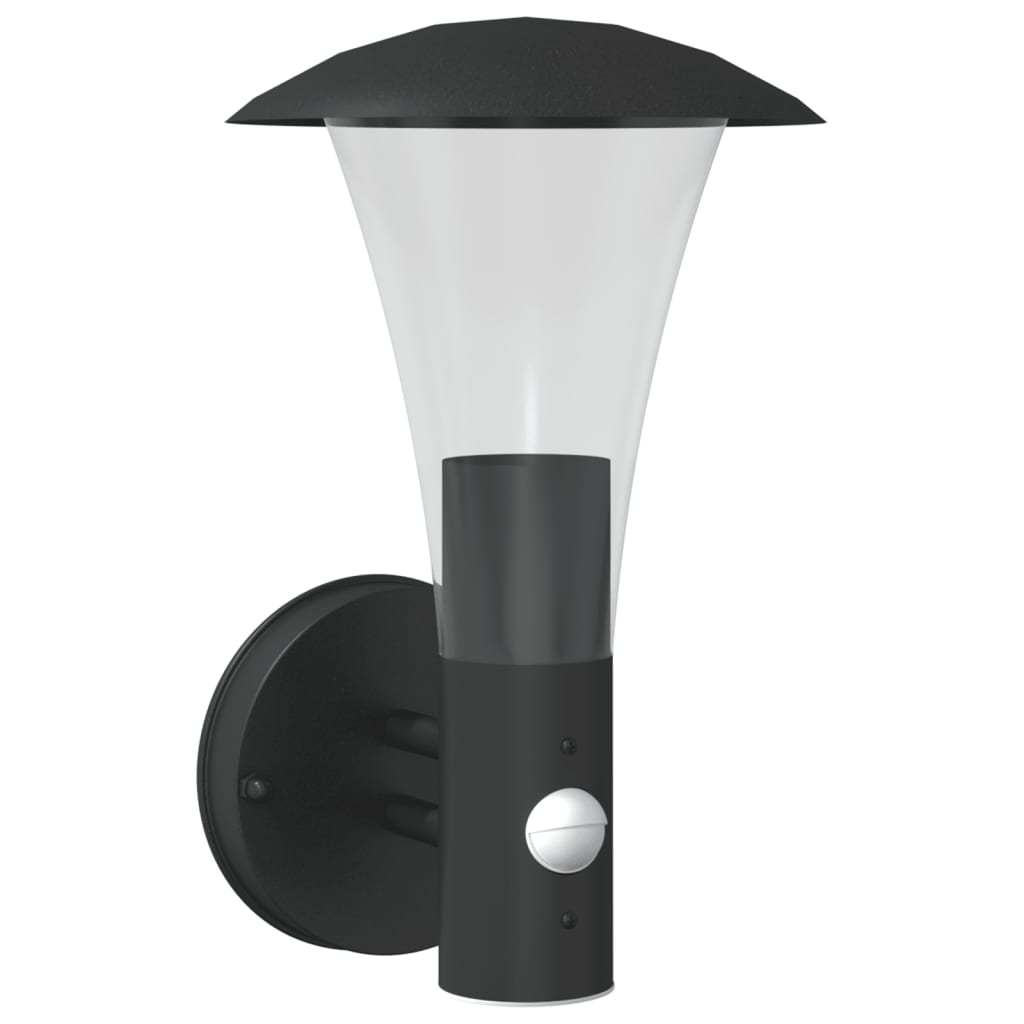 Outdoor Wall Light with Motion Detector Black Stainless Steel