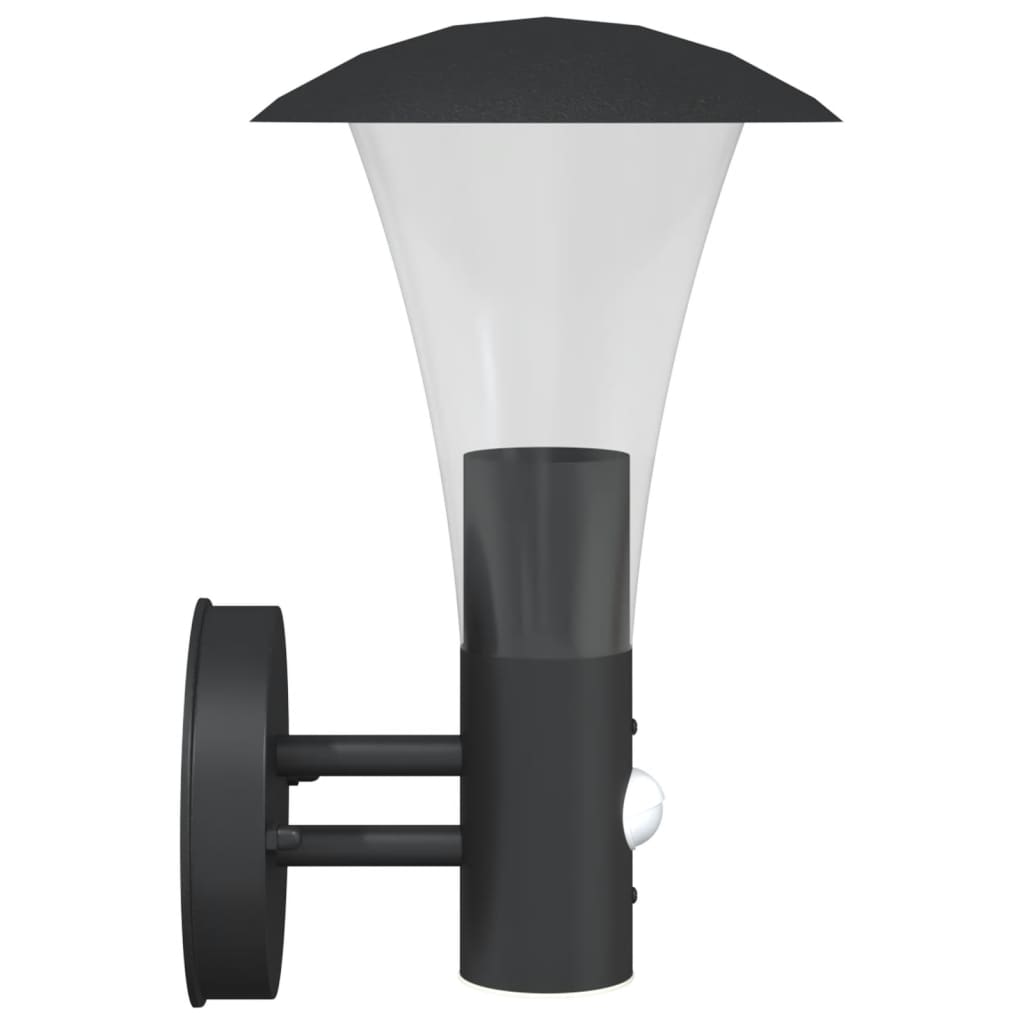 Outdoor Wall Light with Motion Detector Black Stainless Steel