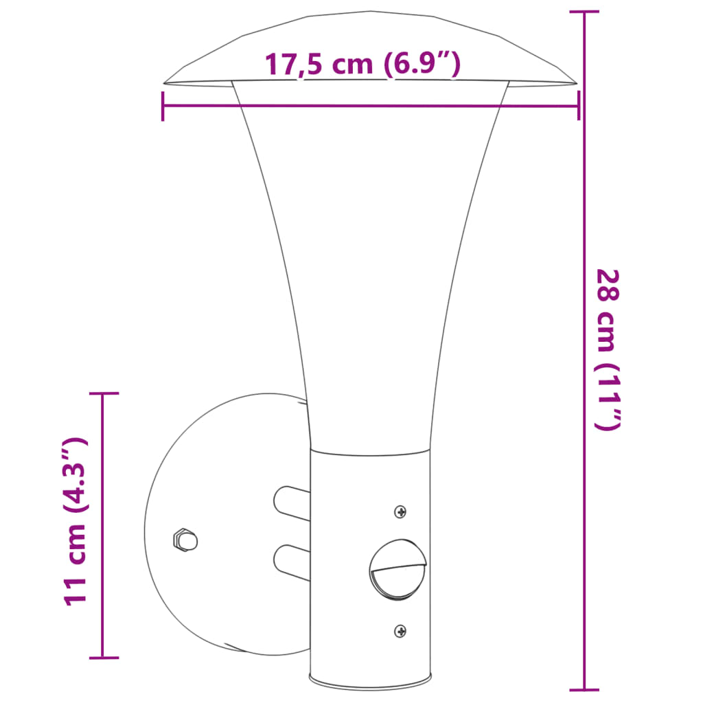 Outdoor Wall Light with Motion Detector Black Stainless Steel