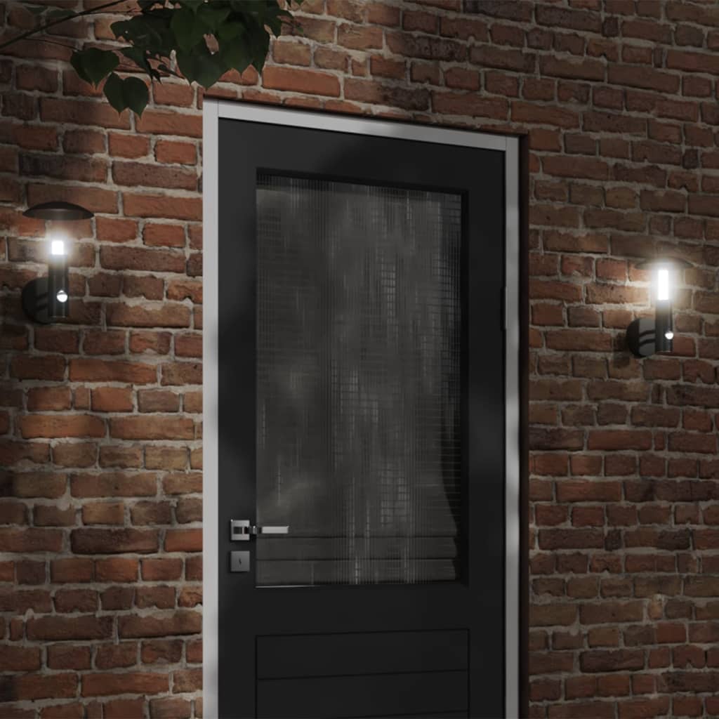 Outdoor Wall Light with Motion Detector Black Stainless Steel