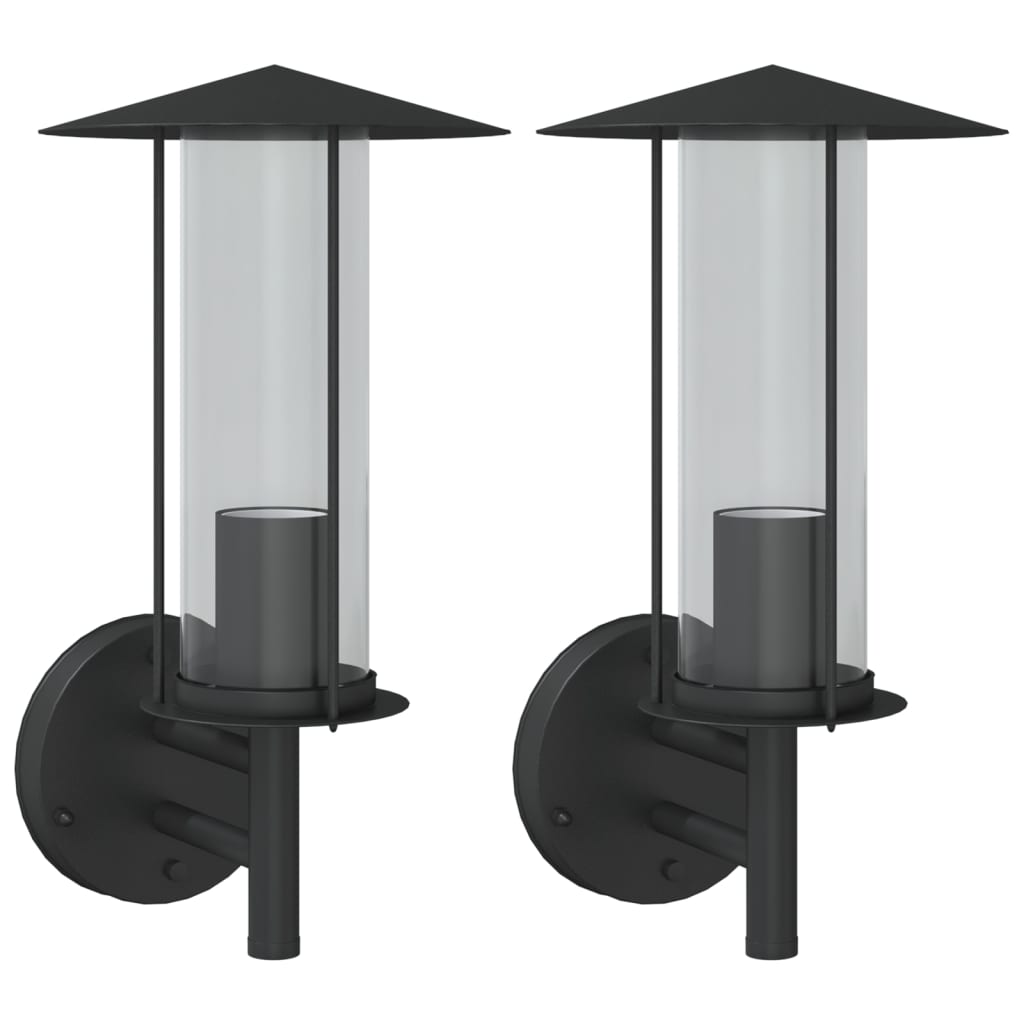 Outdoor Wall Lights 2 pcs. Black Stainless Steel